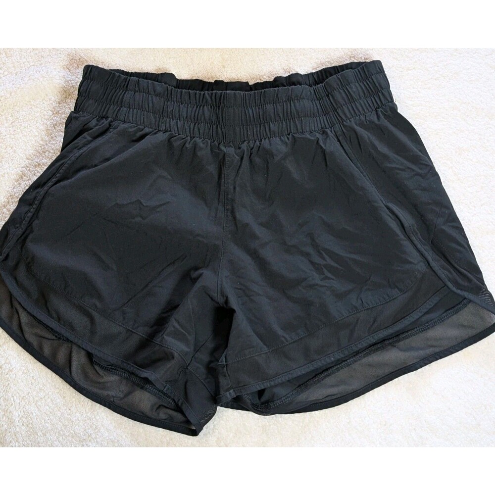 Athleta Mesh Racer Run Short 4" Black Athletic Shorts XS Pocket Brief Liner